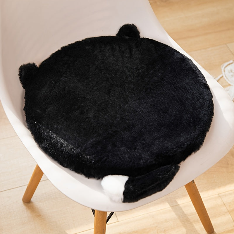 1pc Cat Plush Throw Pillow - Round Cushion, Suitable for Living Room, Study Chair - Hand Wash Special, Mixed Color Zipper Design, All-Season Comfortable Home Decor, Fun Room Embellishment, Splicing Style