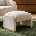 Modern Corduroy Ottoman with Solid Wood Legs, Foot Stools Ottoman with Versatile Footrest, Extra Seat And Decorative Accent
