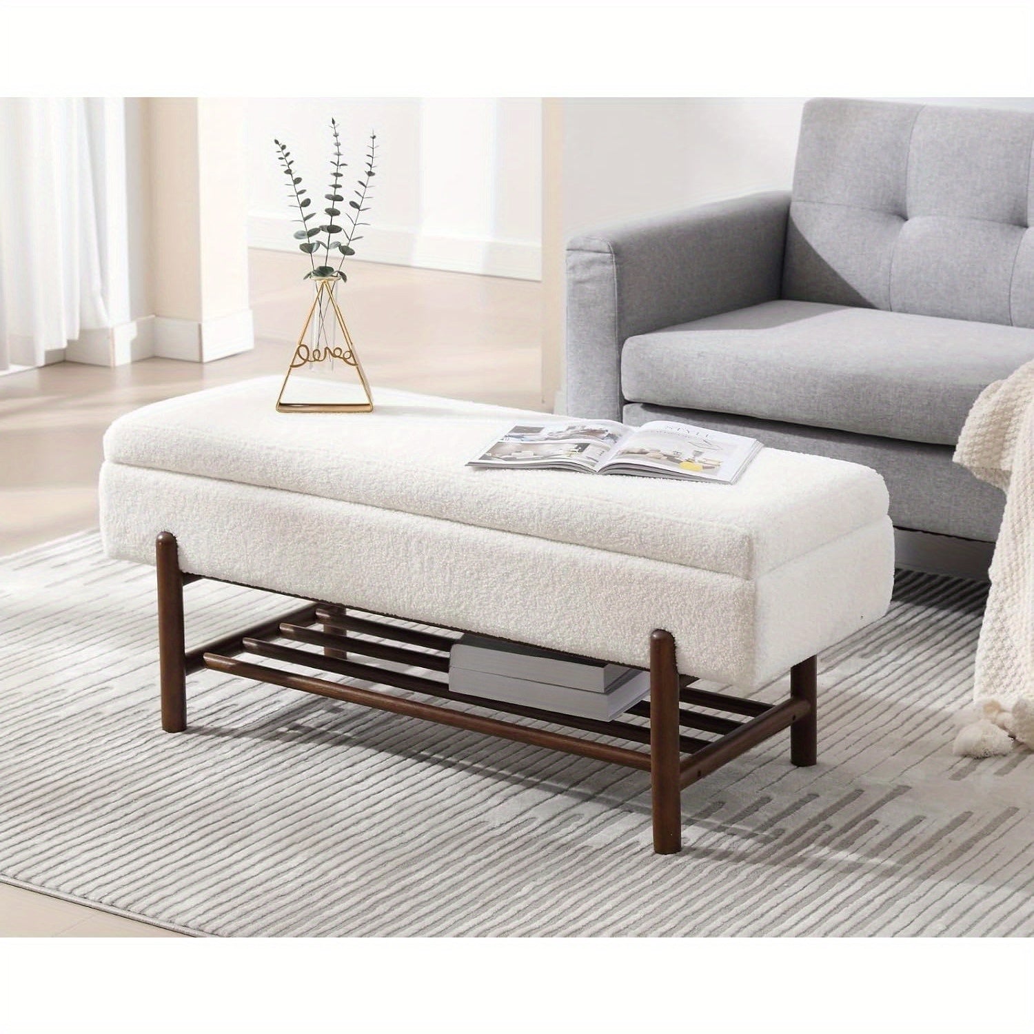 1 Pc Bedroom Living Room Modern Storage Stool, with Wooden Shoe Rack, Long Seat Stool, and Storage Corridor Stool At The End of The Bed, Suitable for Farmhouses\u002F corridors\u002F lobbies