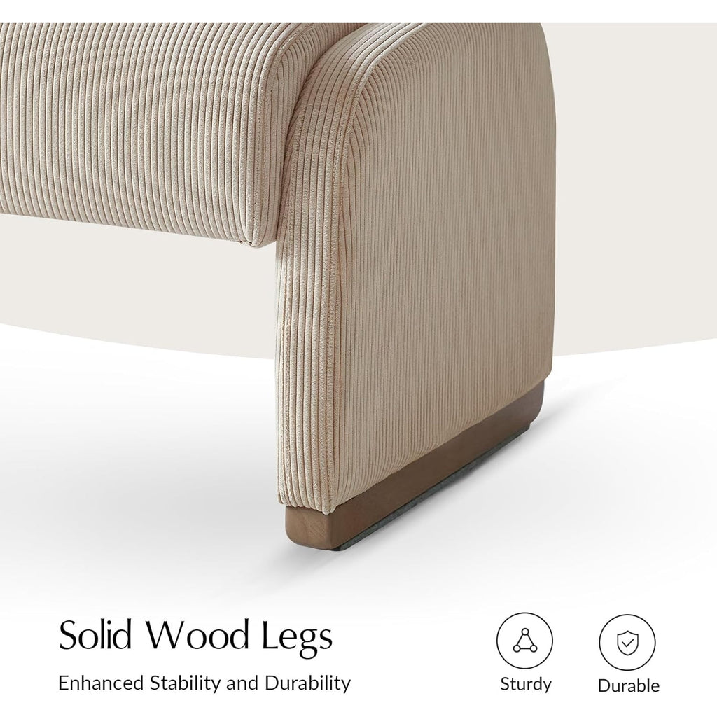 Modern Corduroy Ottoman with Solid Wood Legs, Foot Stools Ottoman with Versatile Footrest, Extra Seat And Decorative Accent