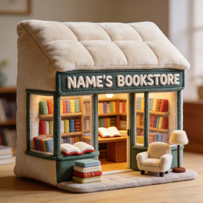Personalized Bookstore Plush House Pillow