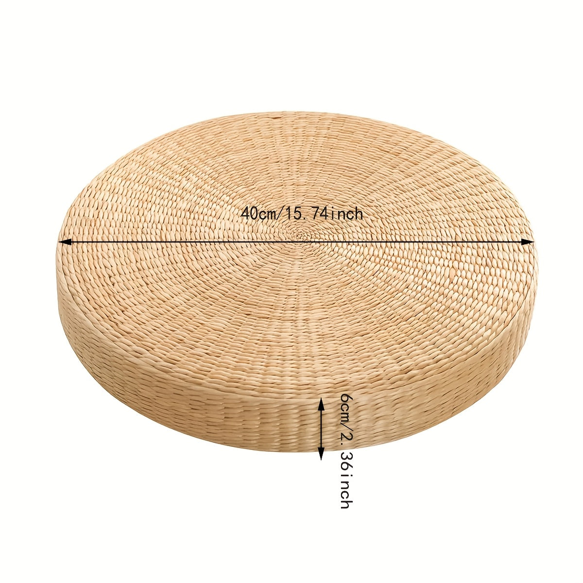 Round Handwoven Straw Floor Cushion, Japanese Tatami Pillow for Yoga, Meditation And Home Seating