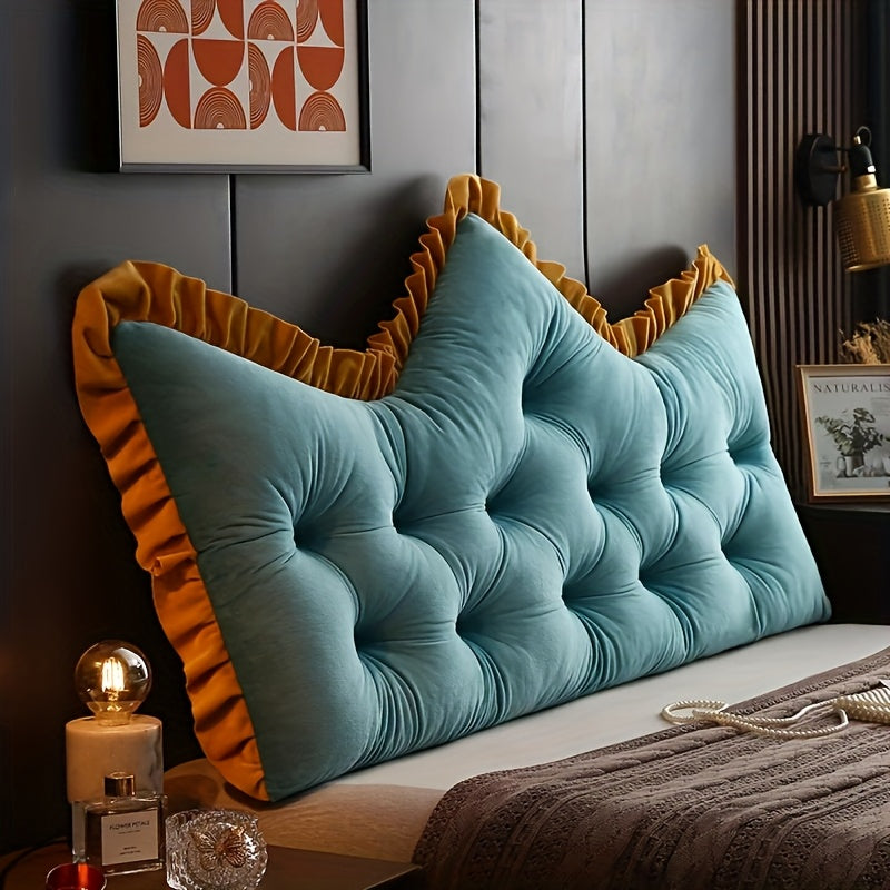 Large Vintage Tufted Backrest Cushion with Ruffle Trim - Soft Suitable for Sofa & Bed, Neutral Gray\u002FPearl Gray\u002FMica Gray\u002FPearl White\u002FEmerald Green Pillow, Hand Washable -Filled Cushion for Home Decor,,
