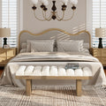 Modern Accent Bench with Boucle Fabric Upholstery - Ivory White & Neutral Tones, Sturdy Construction & Plush Cushioning, 27\