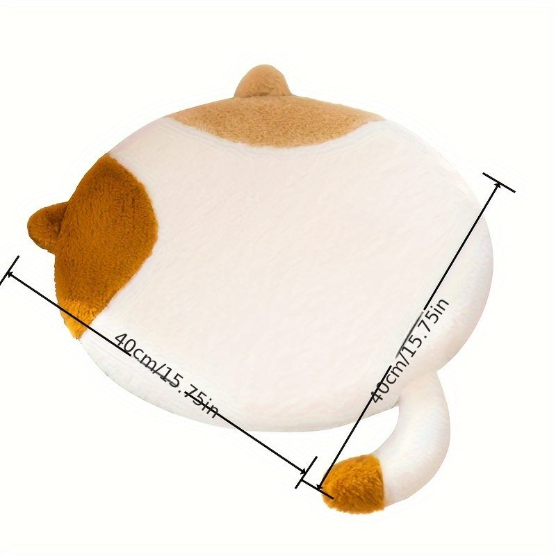 1pc Cat Plush Throw Pillow - Round Cushion, Suitable for Living Room, Study Chair - Hand Wash Special, Mixed Color Zipper Design, All-Season Comfortable Home Decor, Fun Room Embellishment, Splicing Style