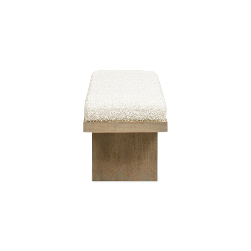 Modern Accent Bench with Boucle Fabric Upholstery - Ivory White & Neutral Tones, Sturdy Construction & Plush Cushioning, 27\