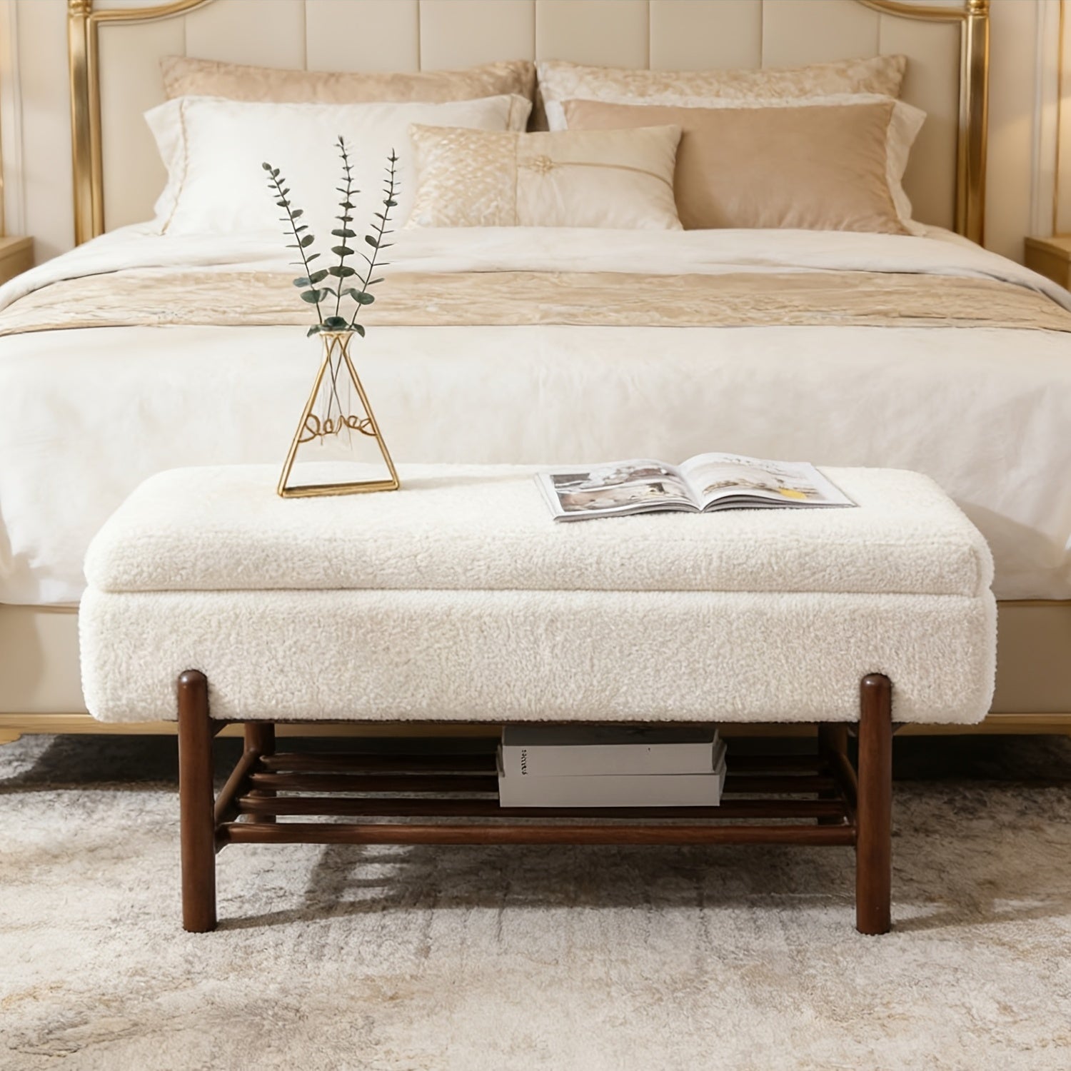 1 Pc Bedroom Living Room Modern Storage Stool, with Wooden Shoe Rack, Long Seat Stool, and Storage Corridor Stool At The End of The Bed, Suitable for Farmhouses\u002F corridors\u002F lobbies