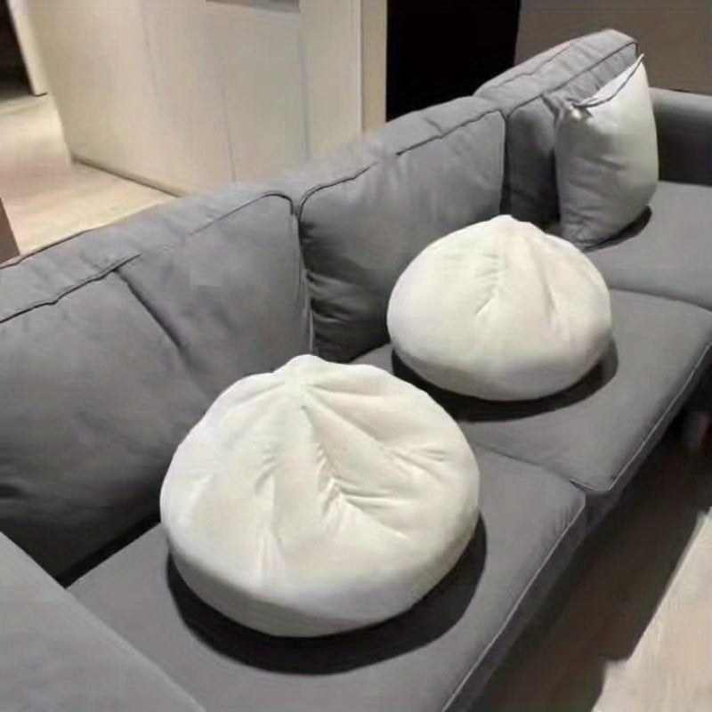 Cute Steamed Bun Shaped Throw Pillow - Soft Plush Food Cushion Suitable for Home Decor, Bed, Sofa, | \u002FKorean Style Snack-Themed Accent, Hand Washable, Filling, Multicolor Bun